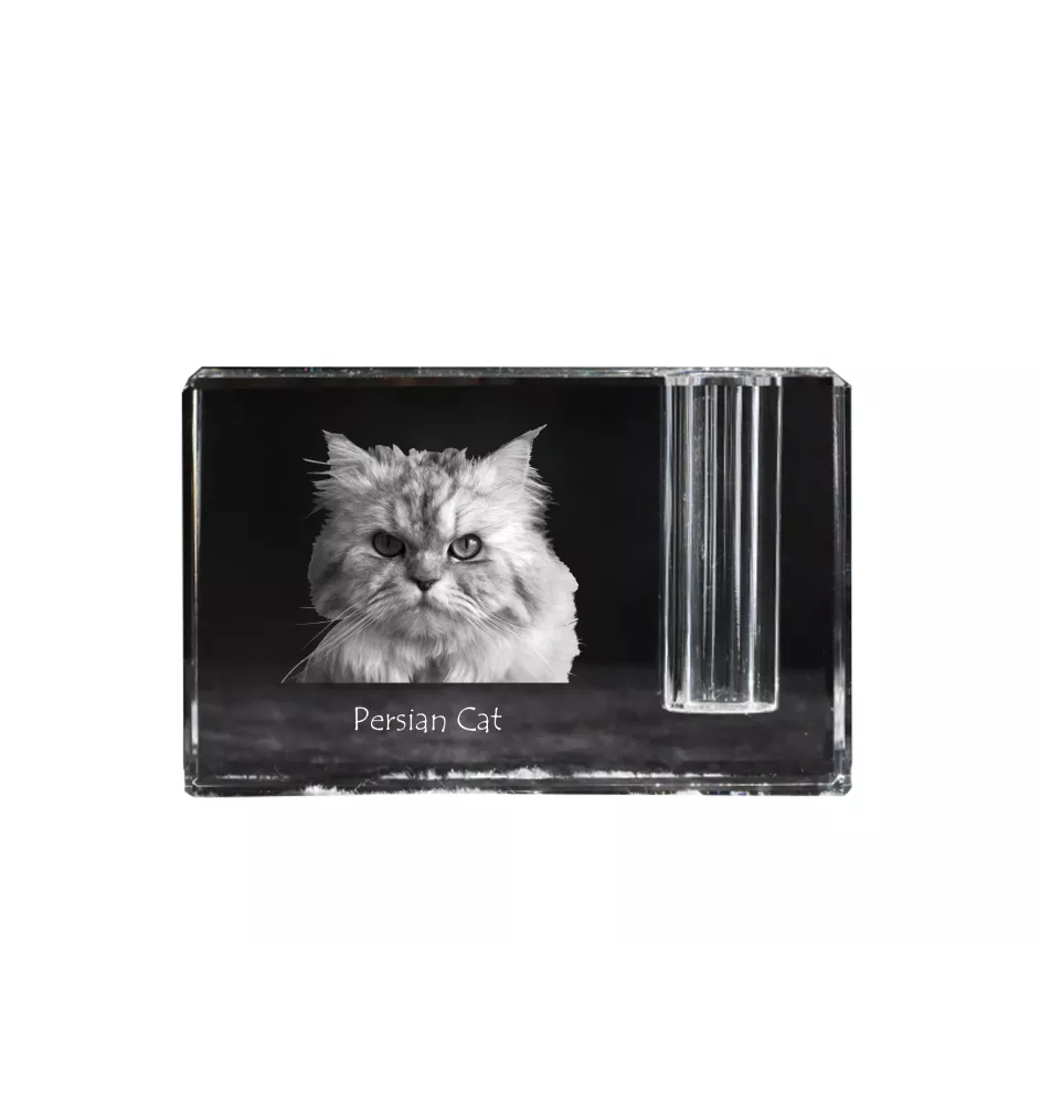 Chat persan - Porte-stylos, organiseur en cristal avec photo de chat, décoration de bureau unique par la marque Art-Dog