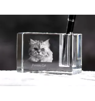 Chat persan - Porte-stylos, organiseur en cristal avec photo de chat, décoration de bureau unique par la marque Art-Dog