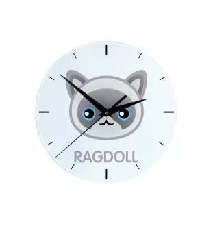 Ragdoll - MDF-Uhr mit Grafik und Logo der Marke Art-Dog