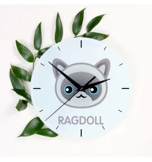 Ragdoll - MDF-Uhr mit Grafik und Logo der Marke Art-Dog