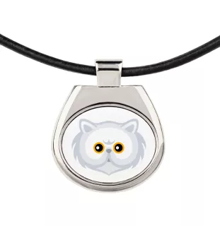Persan - collier pendentif avec une illustration sur une chaîne en cuir de la marque Art-Dog