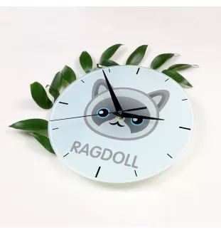 Ragdoll - MDF-Uhr mit Grafik und Logo der Marke Art-Dog