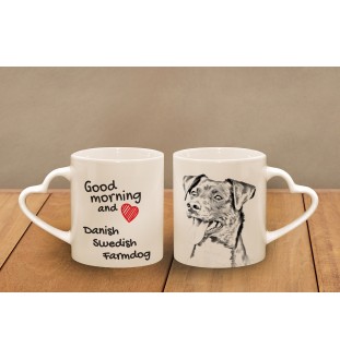 Dänisch-Schwedischer Bauernhund - Tasse mit Hund, entzückende Tasse mit herzförmigem Henkel, universelles Geschenk der Marke Art-Dog