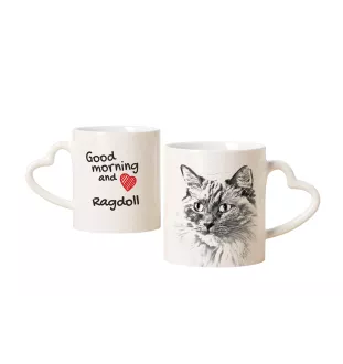 Ragdoll Tasse mit Katze, entzückende Tasse mit herzförmigem Henkel, universelles Geschenk der Marke Art-Dog