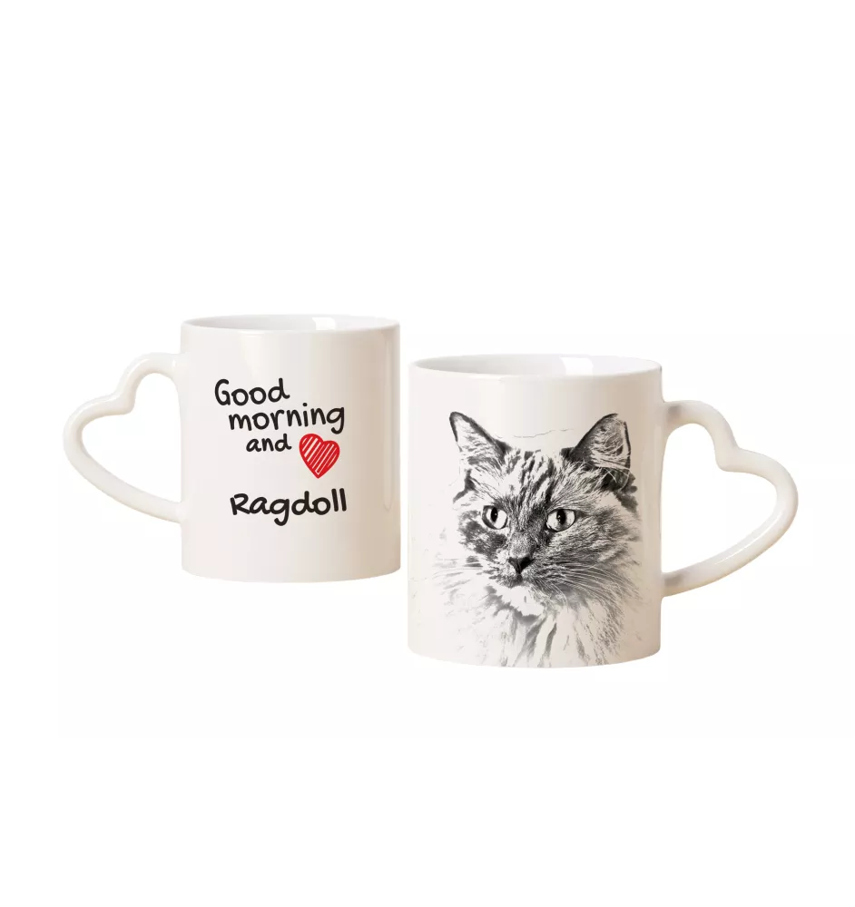 Ragdoll - tasse avec un chat, une tasse adorable avec une anse en forme de cœur, un cadeau universel de la marque Art-Dog