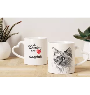 Ragdoll - tasse avec un chat, une tasse adorable avec une anse en forme de cœur, un cadeau universel de la marque Art-Dog