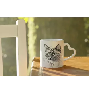 Ragdoll - cat mug, adorable heart-shaped handle mug, universal gift from Art-Dog brand