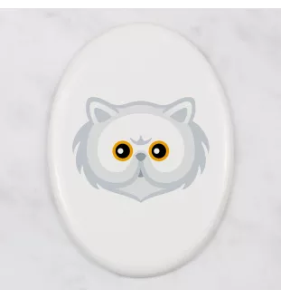 Persan - une plaque funéraire en céramique avec une illustration et un texte de la marque Art-Dog