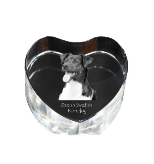 Dänisch-Schwedischer Farmhund, Dansk-Svensk Gårdshund - Hundebild im Kristall, Kristallherz, einzigartiger Bilderrahmen der Marke Art-Dog