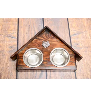 Persian Cat wooden stand with bowls for a cat, decorative dog bowls, adoption gift for a cat by Art-Dog