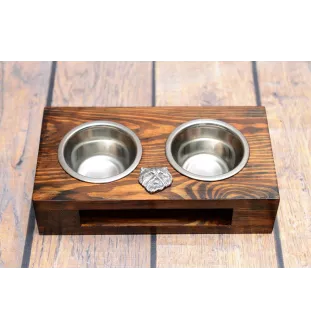 Persian Cat - wooden stand with bowls for a dog, steel dog bowls, a gift for adopting a dog from the Art-Dog brand