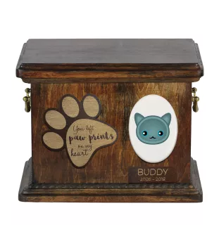 Bleu russe - urne pour les cendres de chat, urne personnalisée avec gravure, boîte commémorative pour les cendres de chat de la marque Art-Dog