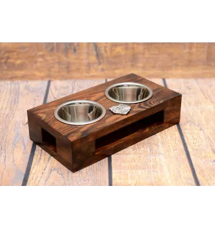 Persian Cat - wooden stand with bowls for a dog, steel dog bowls, a gift for adopting a dog from the Art-Dog brand