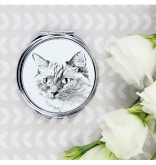 Ragdoll - pocket mirror with a cat, personalized mirror for a purse, compact mirror with Art-Dog brand print