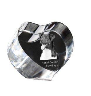 Danish-Swedish Farmdog - a photo of a dog in crystal, crystal heart, unique photo frame from the Art-Dog brand