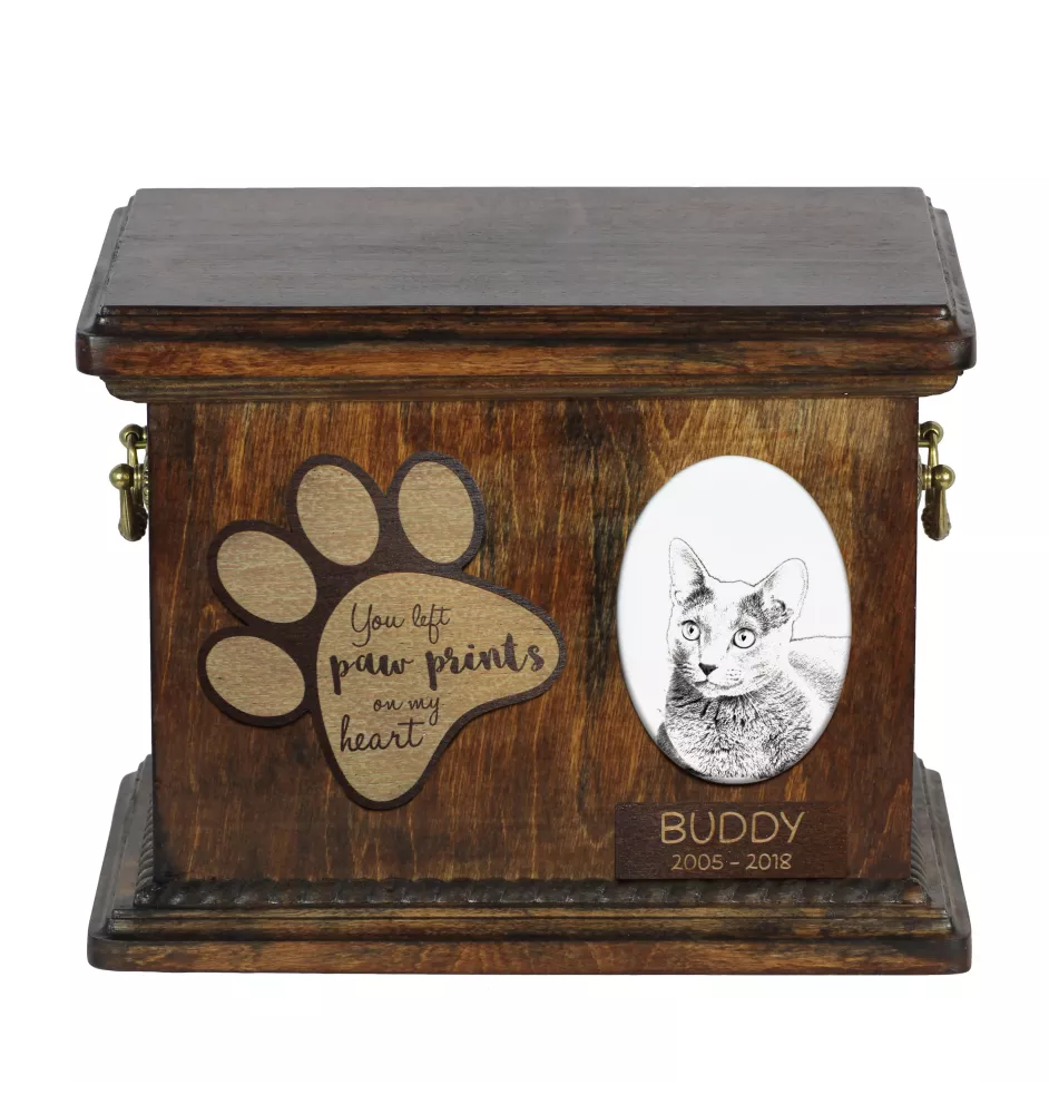 Russian Blue - urn for cat ashes, urn for cat with photo, personalized cat ashes box by Art-Dog brand