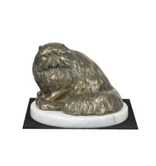 Chat persan - statuette de chat, figurine en marbre blanc, trophée pour une exposition canine de la marque Art-Dog