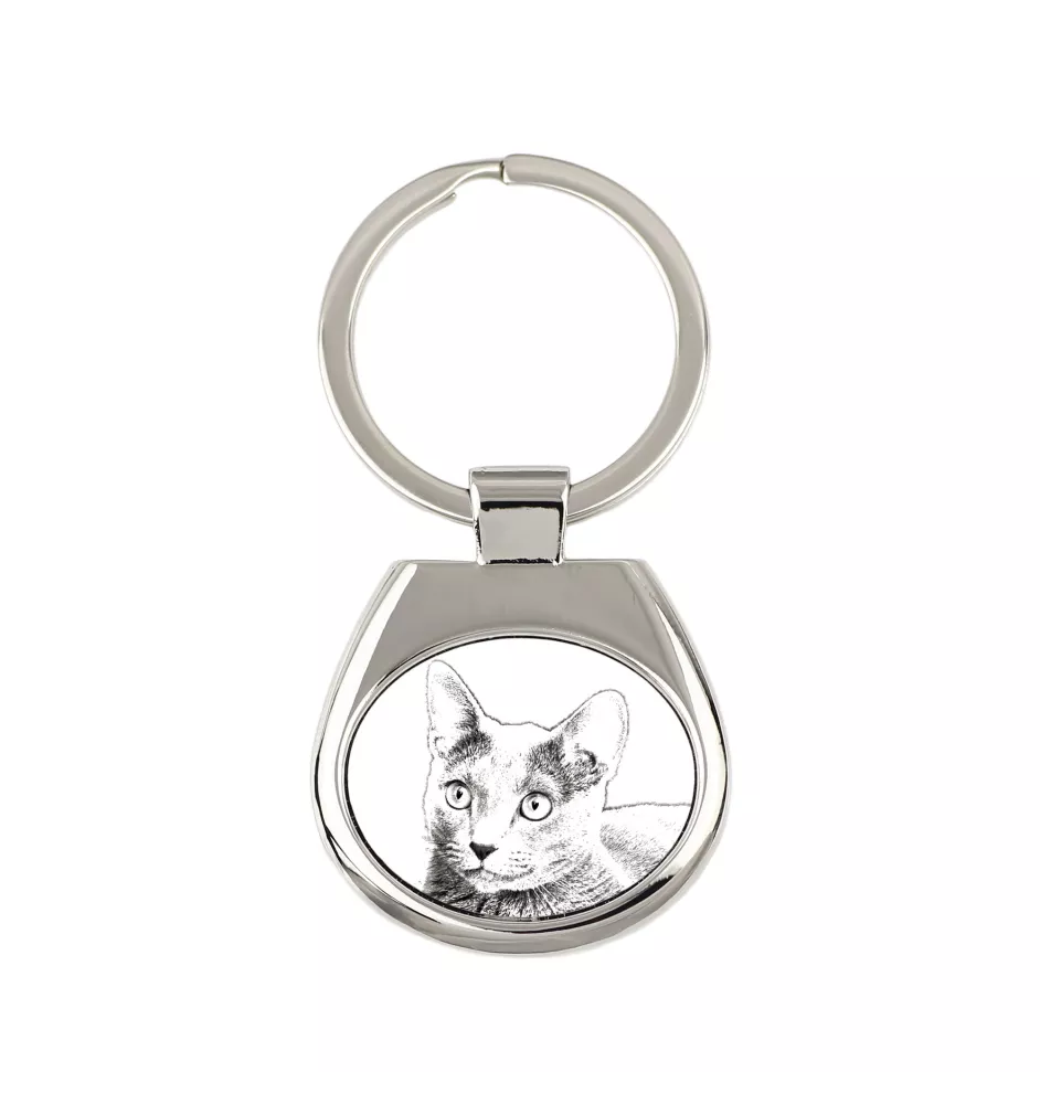 Russisch Blau - Schlüsselanhänger mit Katze, Anhänger mit Aufdruck, personalisierter Anhänger der Marke Art-Dog