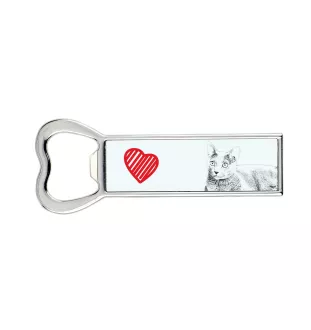 Russian Blue - bottle opener with a cat, personalized fridge opener, unique gift for men by Art-Dog brand
