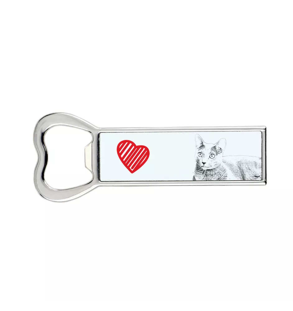 Russian Blue - bottle opener with a cat, personalized fridge opener, unique gift for men by Art-Dog brand