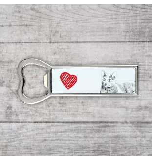 Russian Blue - bottle opener with a cat, personalized fridge opener, unique gift for men by Art-Dog brand