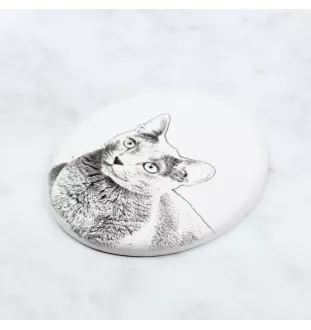 Bleu russe - une plaque commémorative avec une photo de chat, une plaque funéraire avec une impression, une plaque ovale personnalisée de la marque Art-Dog