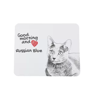 Russian Blue - mouse pad with print, personalized cat pad, unique gadget for an office worker from the Art-Dog brand