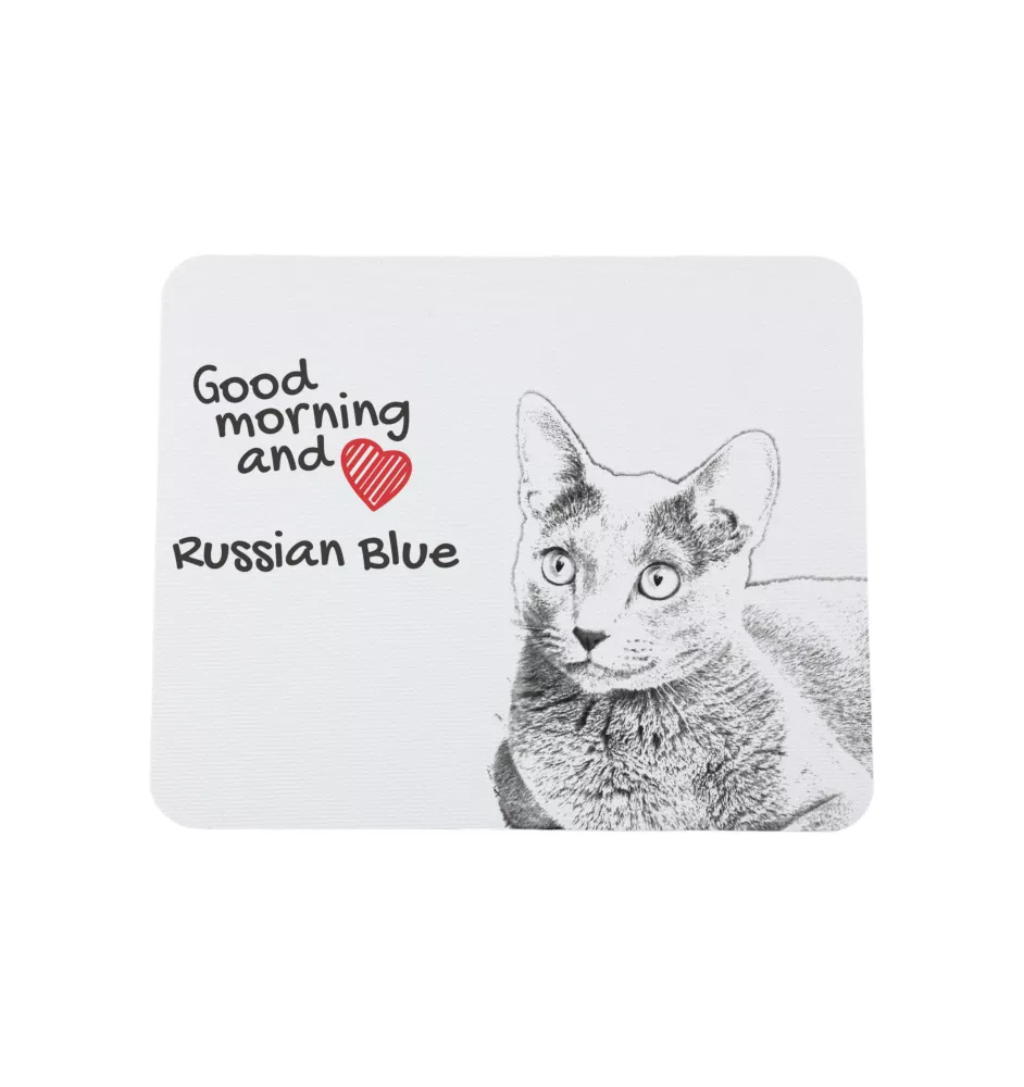 Russian Blue - mouse pad with print, personalized cat pad, unique gadget for an office worker from the Art-Dog brand