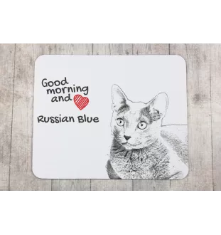 Russisch Blau - Mauspad mit Druck, personalisiertes Mauspad mit Katze, einzigartiges Gadget für Büroangestellte von Art-Dog.