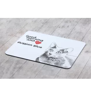 Russisch Blau - Mauspad mit Druck, personalisiertes Mauspad mit Katze, einzigartiges Gadget für Büroangestellte von Art-Dog.