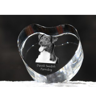 Chien de ferme dano-suédois, Dansk-svensk gårdshund - une photo de chien dans un cristal, un cœur en cristal, un cadre photo exceptionnel de la marque Art-Dog