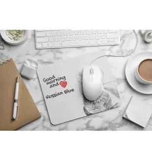 Bleu russe - tapis de souris imprimé, tapis de souris personnalisé avec un chat, un gadget unique pour un employé de bureau de la marque Art-Dog