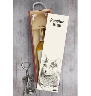 Russisch Blau - Weinbox mit Katze, Alkoholbox mit Grafik, personalisierte Geschenkbox der Marke Art-Dog