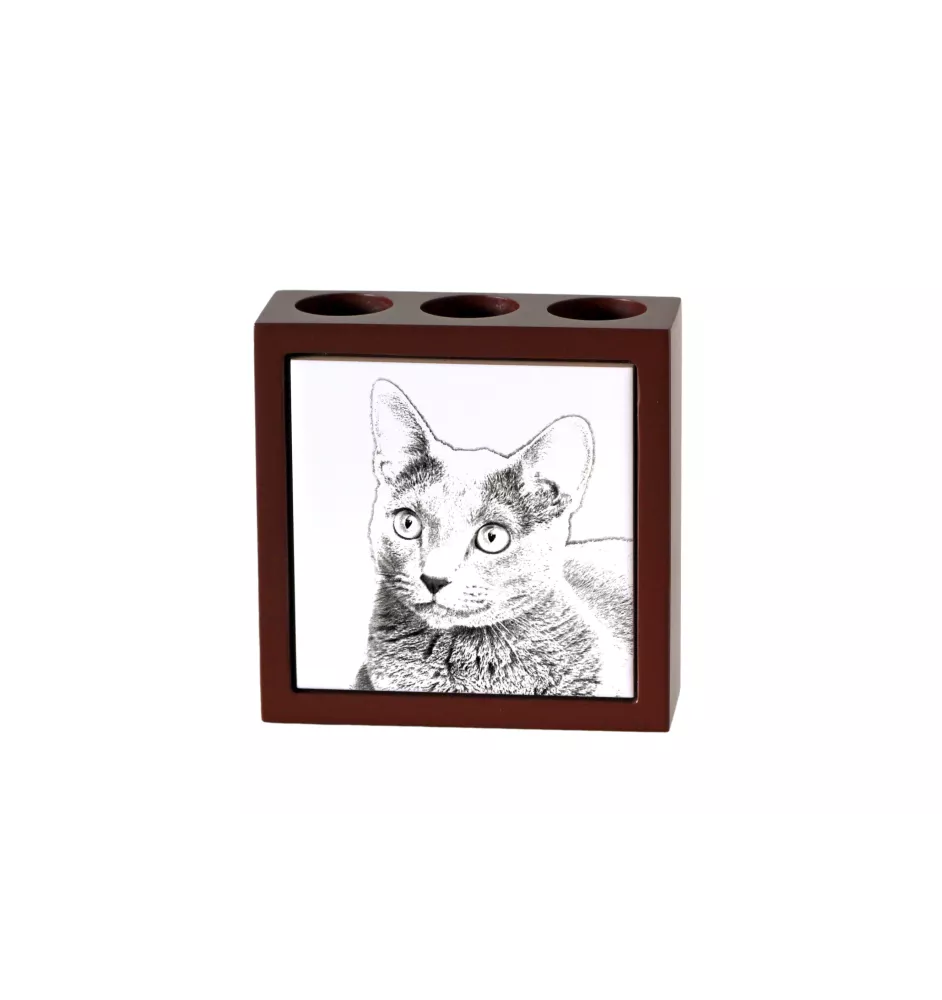 Bleu russe - porte-stylo avec un chat, organiseur de bureau avec impression, décoration de bureau personnalisée de la marque Art-Dog