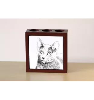 Bleu russe - porte-stylo avec un chat, organiseur de bureau avec impression, décoration de bureau personnalisée de la marque Art-Dog