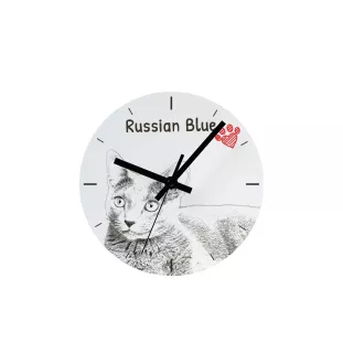 Bleu russe - horloge murale avec un chat, horloge de table avec impression, décoration personnalisée de la maison de la marque Art-Dog
