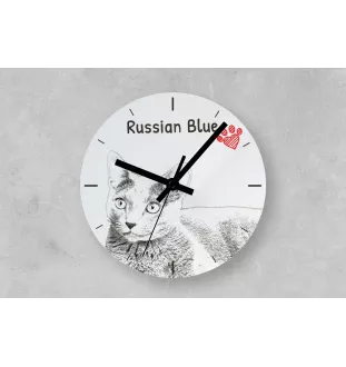 Bleu russe - horloge murale avec un chat, horloge de table avec impression, décoration personnalisée de la maison de la marque Art-Dog