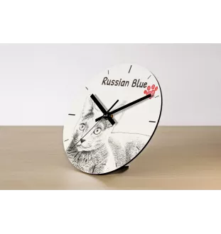 Bleu russe - horloge murale avec un chat, horloge de table avec impression, décoration personnalisée de la maison de la marque Art-Dog