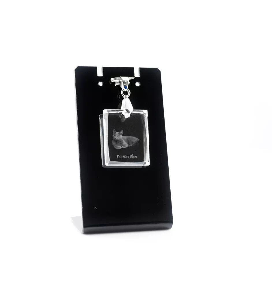 Russisch Blau - Crystal cat pendant, photo necklace, unique jewellery by Art-Dog