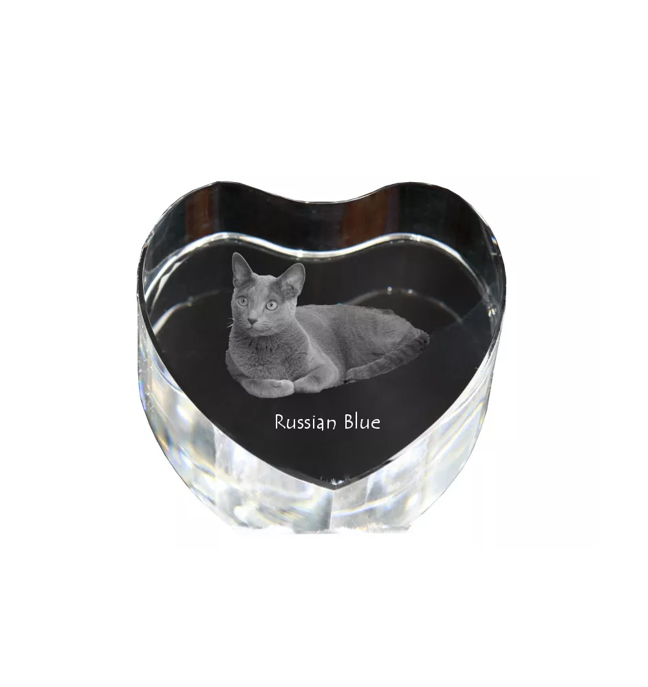 Kot rosyjski niebieski serce kryształowe z kotem Art-Dog