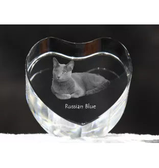 Russisch Blau - Kristalluhr mit Katzenbild, Herzregal-Uhr, personalisierte Standuhr von Art-Dog.