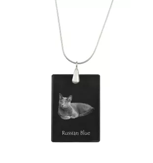 Bleu russe - Crystal pendant with cat, silver necklace with photo, personalised pendant by Art-Dog brand