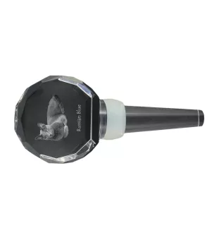 Russian Blue - Crystal bottle stopper with cat, unique wine stopper with photo, personalised gift for sommelier by Art-Dog brand