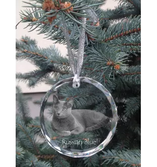 Russian Blue - crystal bauble with a photo, photo of a cat in crystal, personalized Christmas tree ornament by Art-Dog brand