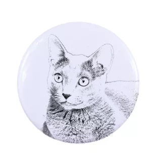 Russisch Blau Rucksack decoration, personalized badge, perfect gadget for animal lovers from the Art-Dog brand