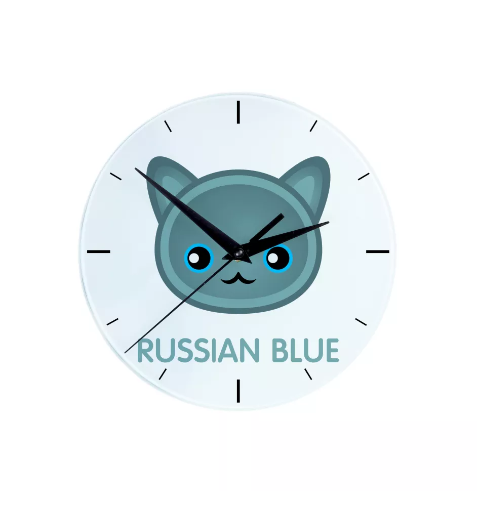 Bleu russe - horloge MDF avec graphisme et logo de la marque Art-Dog