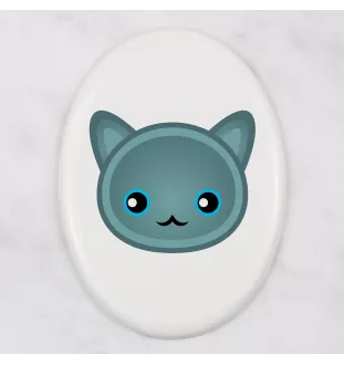 Bleu russe - une plaque funéraire en céramique avec une illustration et un texte de la marque Art-Dog