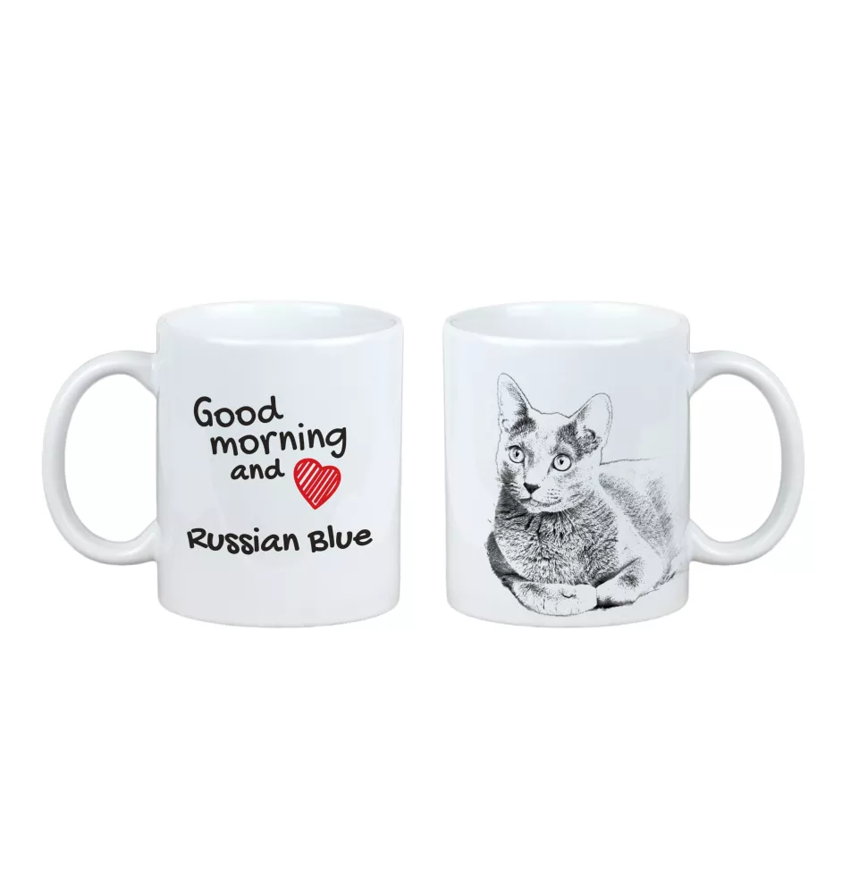 Kot rosyjski niebieski kubek z kotem good morning Art-Dog