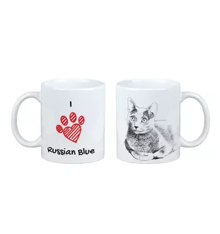 Russisch Blau - Tasse mit Katze, entzückende Tasse mit Grafik, Geschenk mit Ihrem Foto von der Marke Art-Dog