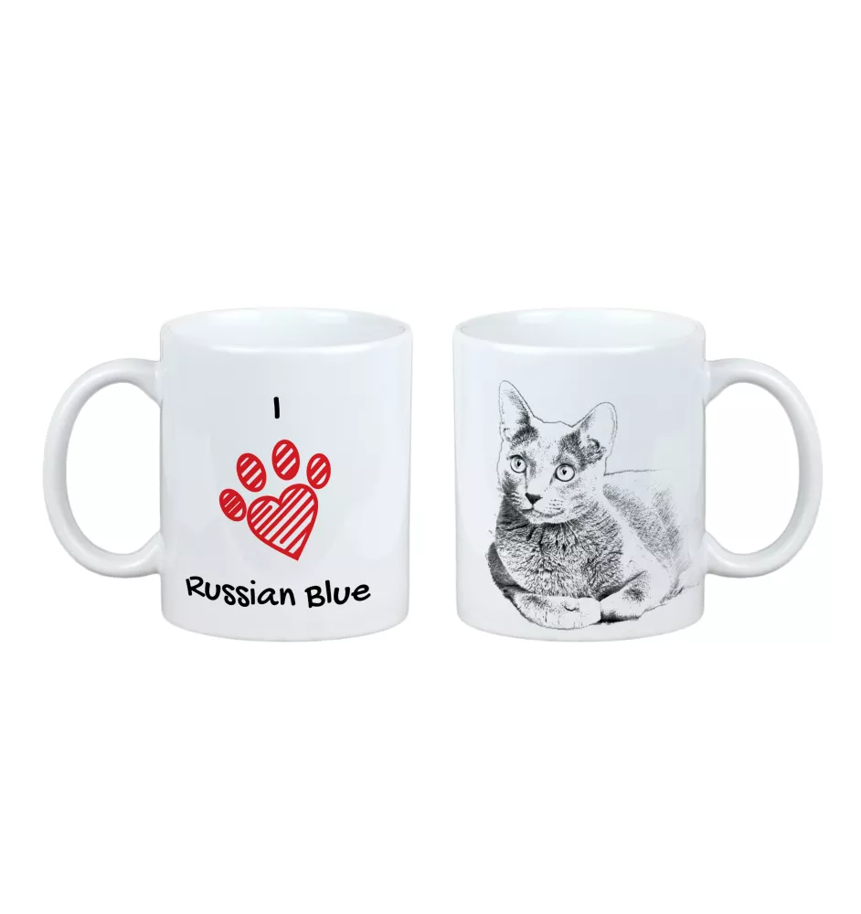 Bleu russe - tasse avec un chat, une tasse adorable avec une illustration, un cadeau avec votre photo de la marque Art-Dog